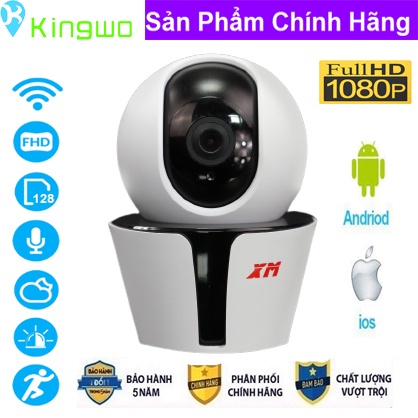 Camera Wifi không dây kết nối điện thoại xoay 360 độ HD1080P Kingwo - cài đặt Tiếng Việt [ HÀNG CHÍNH HÃNG ]