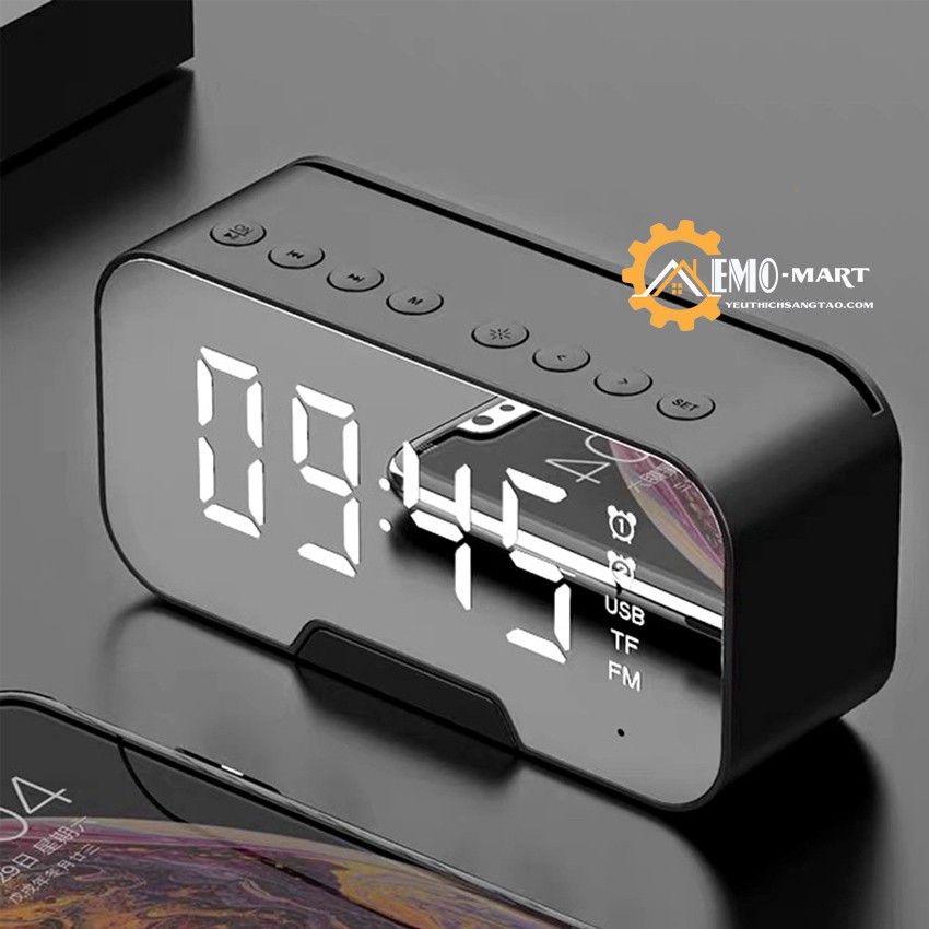 Đồng hồ báo thức 💥 BH 12 Tháng 💥 Kiêm loa bluetooth, Mặt gương, Pin Sạc, Nghe nhạc kèm nghe đài radio