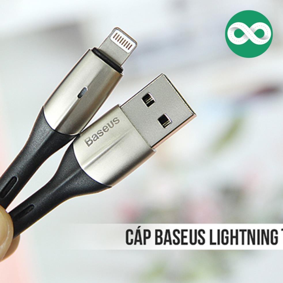 Cáp sạc nhanh iPhone - Cáp Lightning Baseus - Siêu bền - Chống Gẫy Đứt - Có Đèn LED - Bảo hành 12 tháng qua hộp