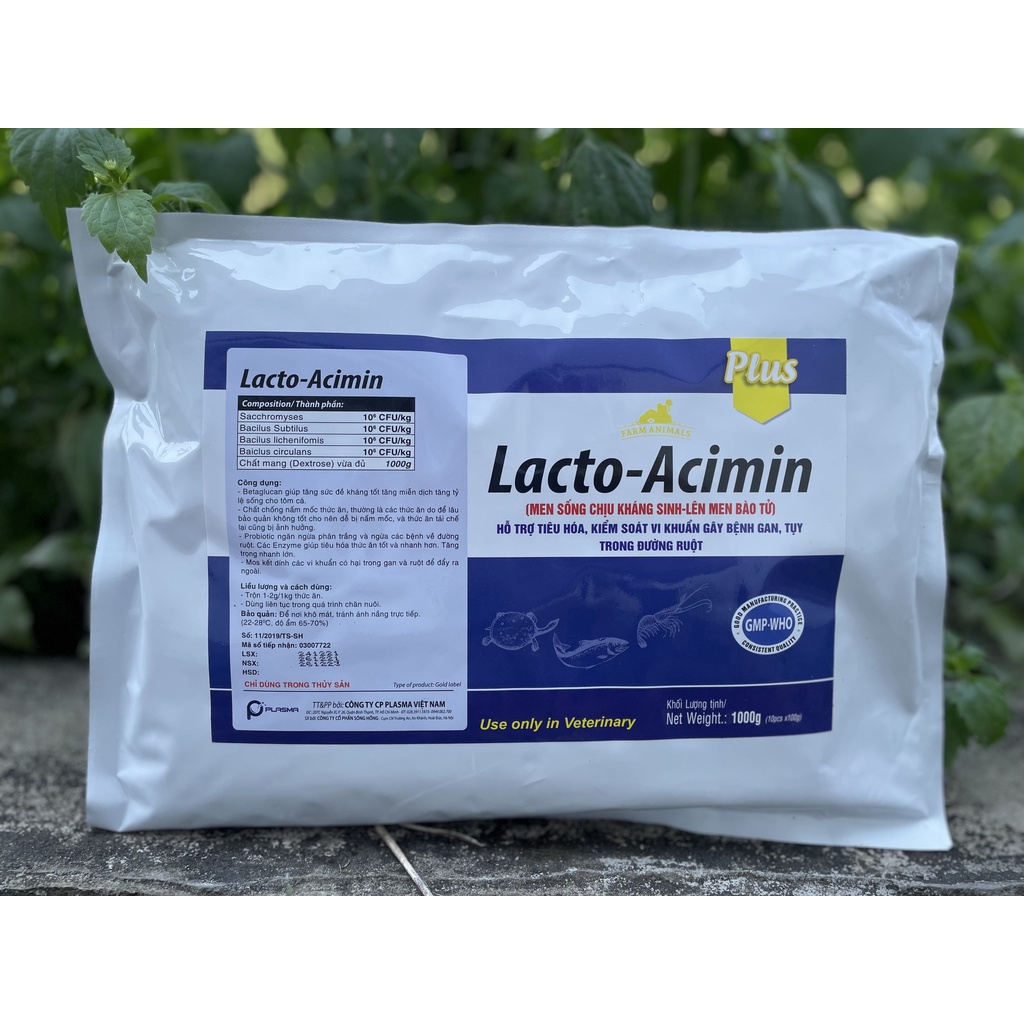 Men vi sinh - hỗ trợ tiêu hóa, kiểm soát bệnh gan, đường ruột dùng trong thủy sản Lacto-Acimin gói 1Kg