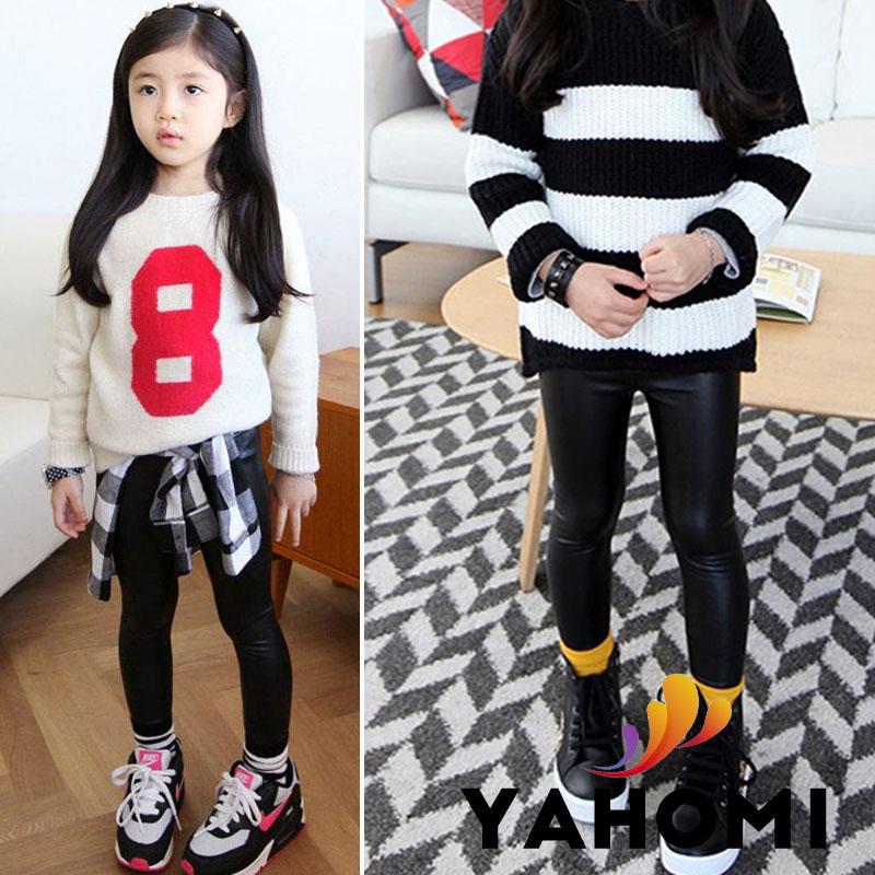 Quần legging da PU cho bé gái