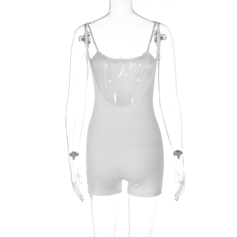 Bộ Áo Liền Quần Hai Dây Phối Ren Hở Lưng Ngọt Ngào Thời Trang Cho Nữ