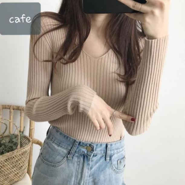 Áo Len Nữ Lông Cừu Cổ Tim Mềm Mại