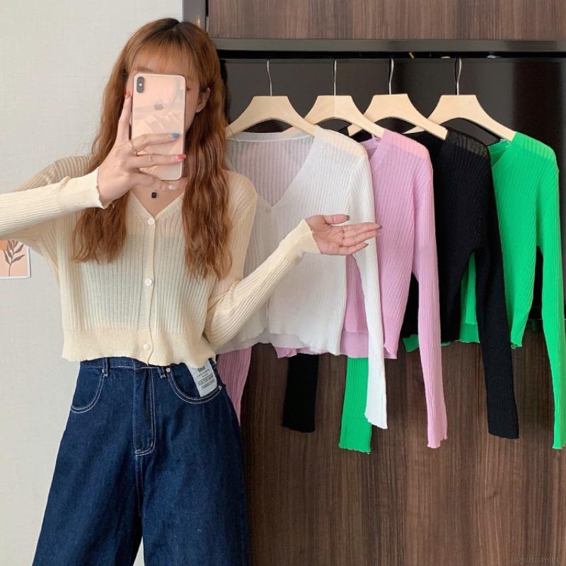 Áo Khoác Dệt Kim Màu Sắc Đơn Giản Phong Cách Retro Cho Nữ