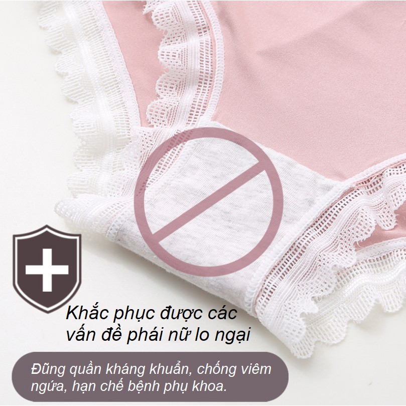 Quần Lót Băng Lụa Viền Ren Mát Lạnh Kháng Khuẩn Mới P197