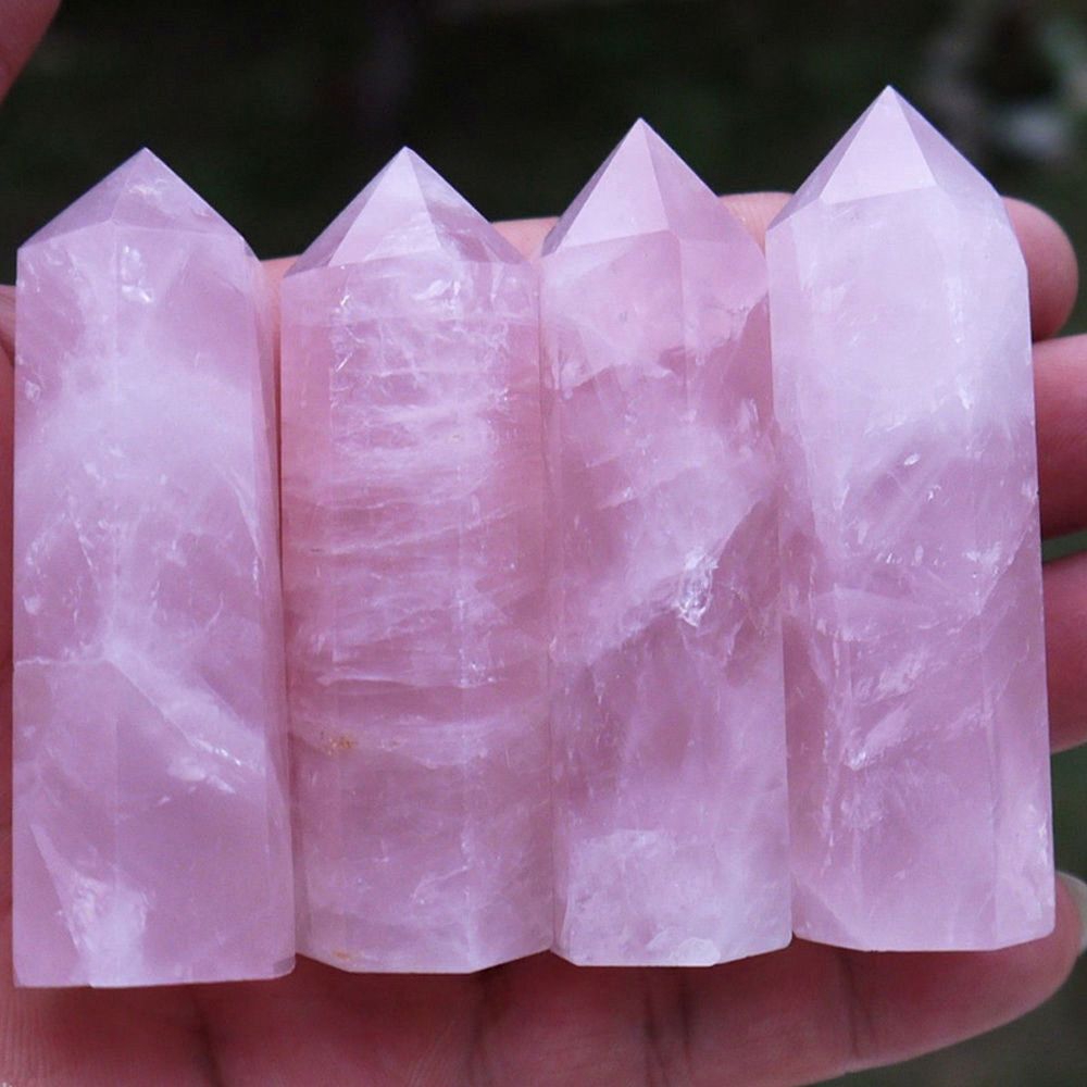 1 viên đá quý pha lê thạch anh hồng 100% tự nhiên dùng để trị bệnh theo huyệt đạo/trang trí nhà cửa thủ công