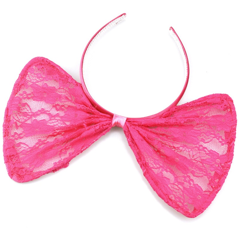 Băng Đô Cài Tóc Phối Nơ Ren Lưới Cỡ Lớn Thời Trang Cho Nữ