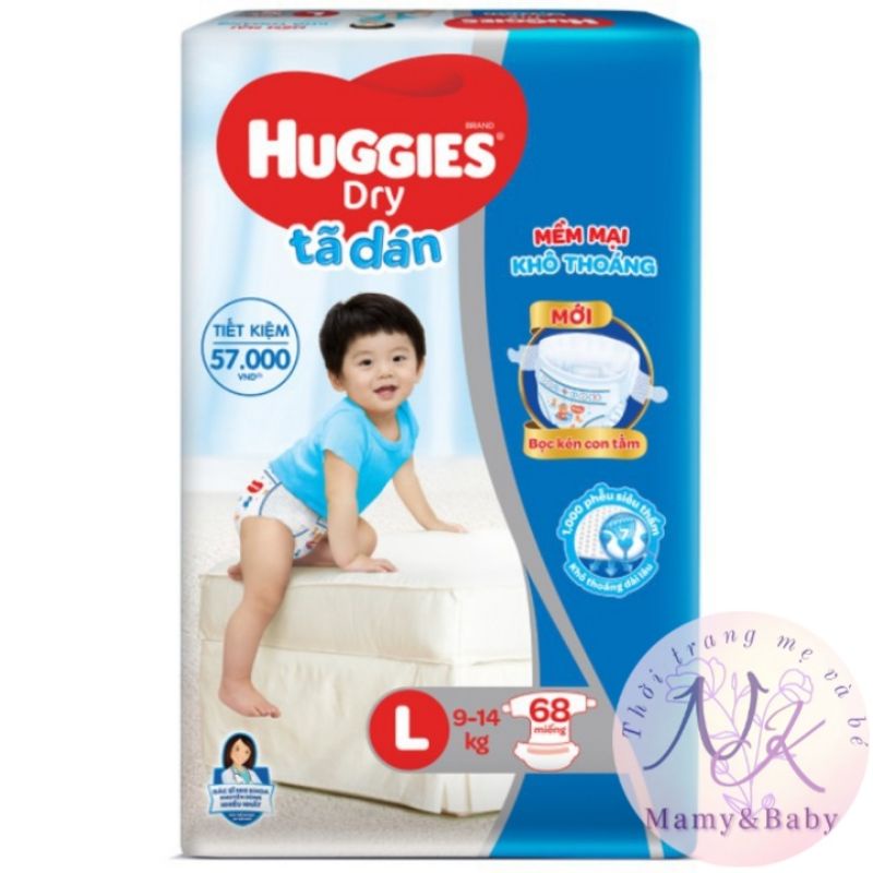 (Mẫu Đệm Mây) Bỉm Huggies Dán Size M76/L68/XL62/XXl56