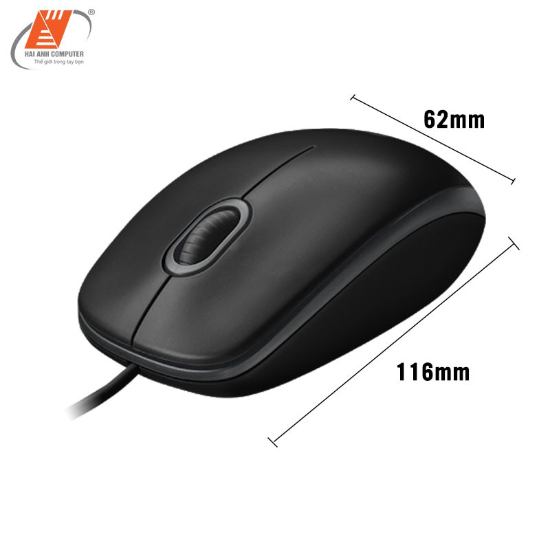 Chuột máy tính Mouse Logitech B100 | USB - Thuận cả hai tay - Quang học 800 DPI - Hàng chính hãng