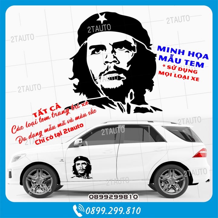 Tem decal CHE GUEVARA, logo CHE GUEVARA dán ô tô xe hơi xe máy- decal dán xe nhiều màu tùy chọn- MẪU 1