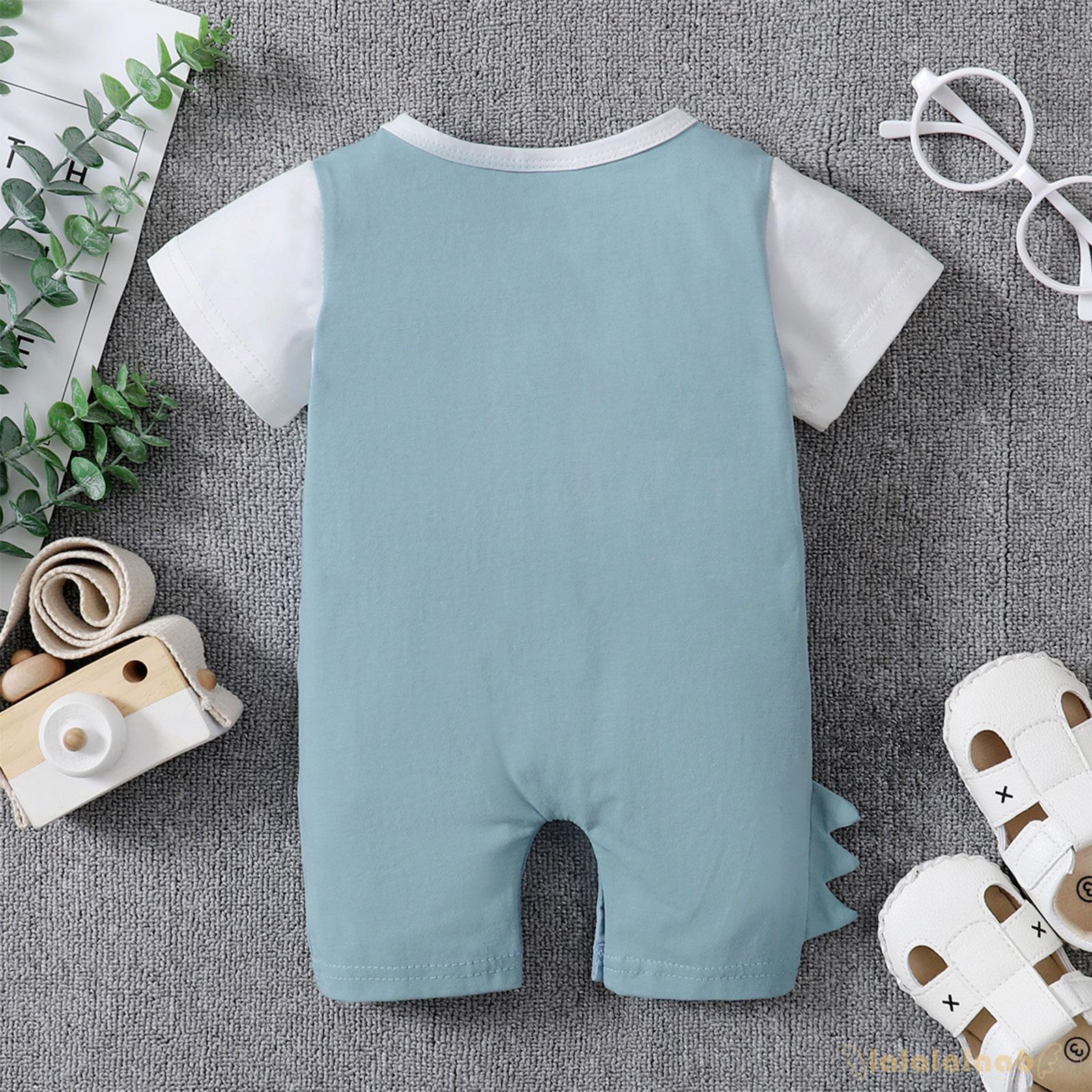 Jumpsuit Tay Ngắn In Hình Khủng Long Dễ Thương Cho Bé Trai Laa6