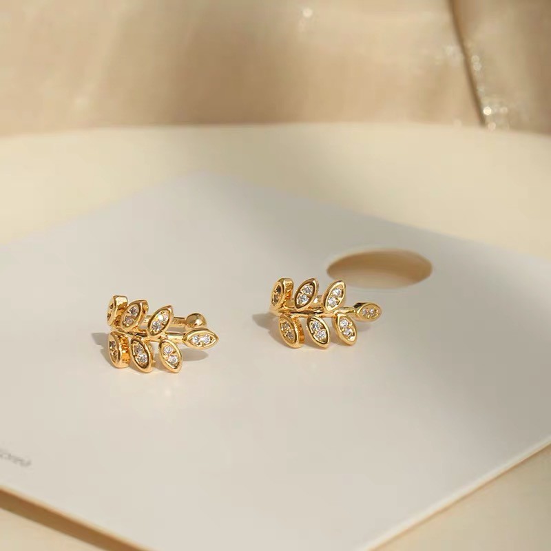 Khuyên Tai Hình Lá Mạ Vàng Độc Đáo Cá Tính Hợp Thời Trang A0028