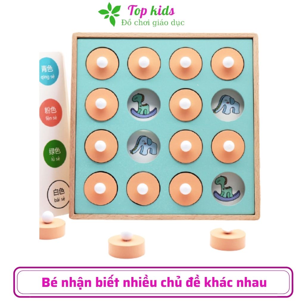 Đồ chơi thông minh cho bé bộ cờ vua bảng núm gỗ montessori phát triển trí nhớ cho bé trai bé gái 1 2 3 4 tuổi TOPKIDS