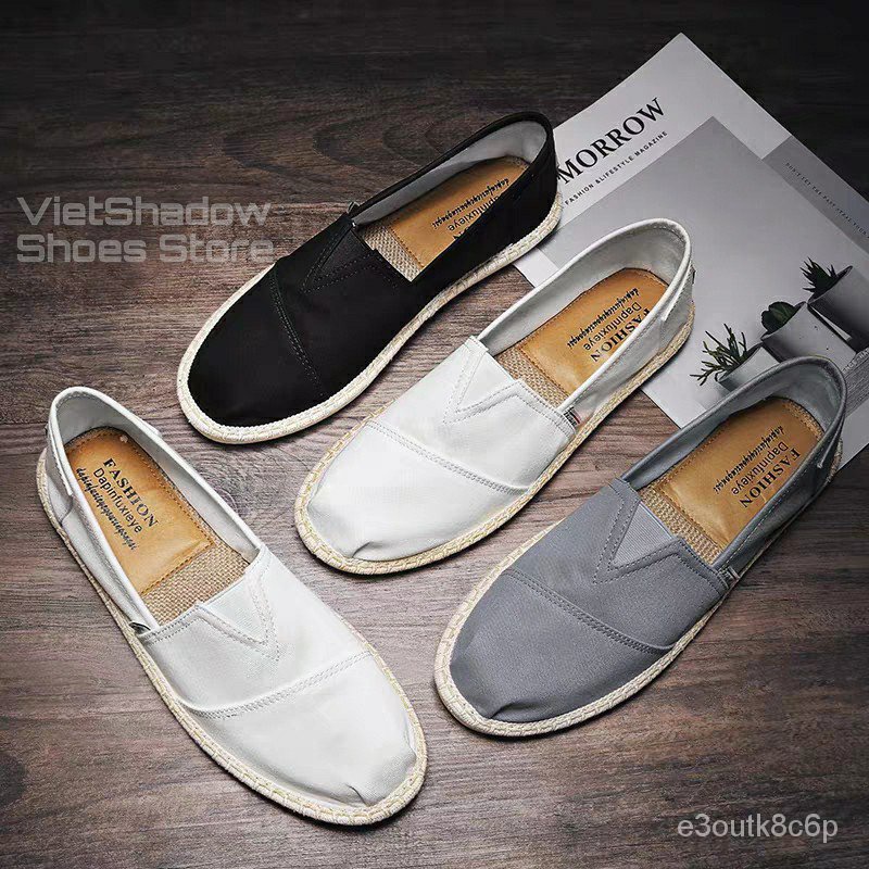 PV16 Slip on nam - Giày lười vải nam cao cấp - Vải thô 3 màu đen, xám và trắng ngà - Mã SP 2929