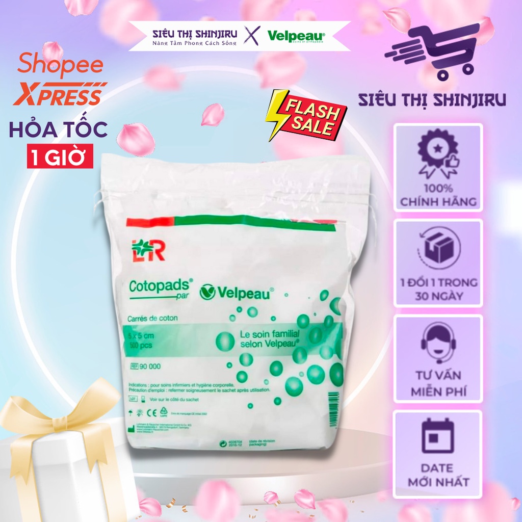 Bông tẩy trang Pháp Velpeau 500 miếng
