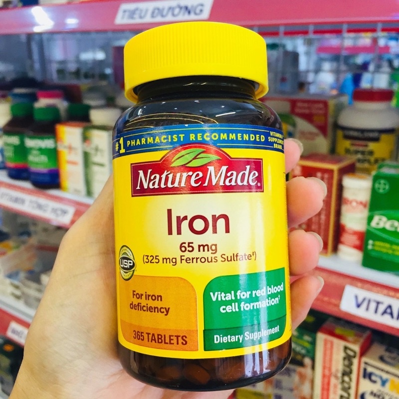 Viên uống Nature Made Iron  65mg Hộp 365 viên Mỹ