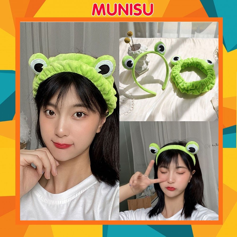 Băng đô ếch xanh Munisu bờm tóc chú ếch con siêu đáng yêu BD35