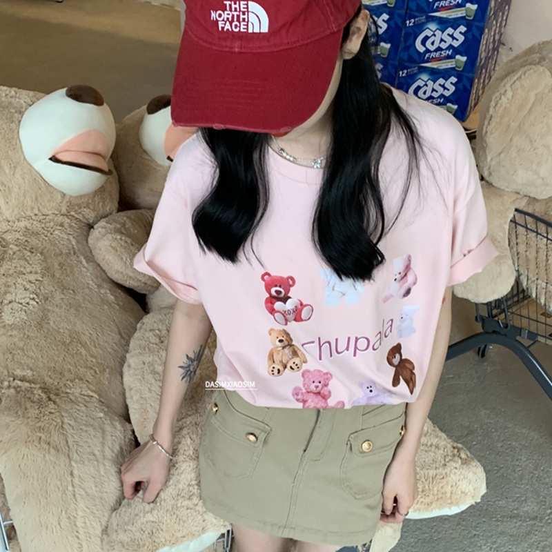 NRVP Áo Thun Cotton Tay Ngắn Cổ Tròn Màu Trơn Thời Trang Dành Cho Nữ