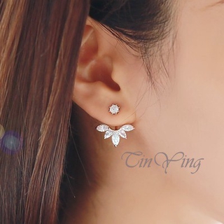 GETNOIVAS 1 Đôi Khuyên Tai Hình Chiếc Lá Đính Đá Thời Trang