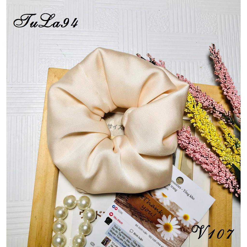 Dây buộc tóc, scrunchies bằng vải lụa satin nhiều màu dành cho nữ TuLa94