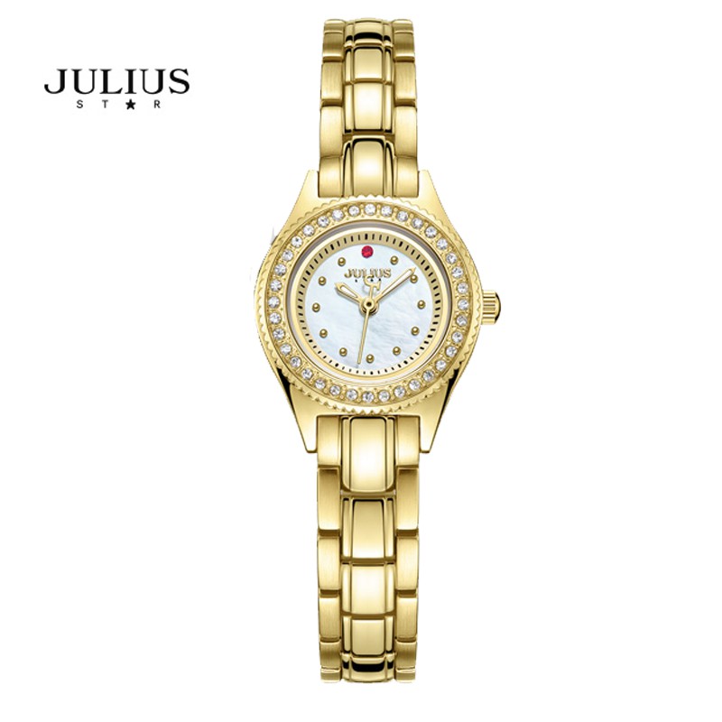 Đồng hồ nữ Julius Star JS-055 dây thép vàng Sapphire | Julius Official