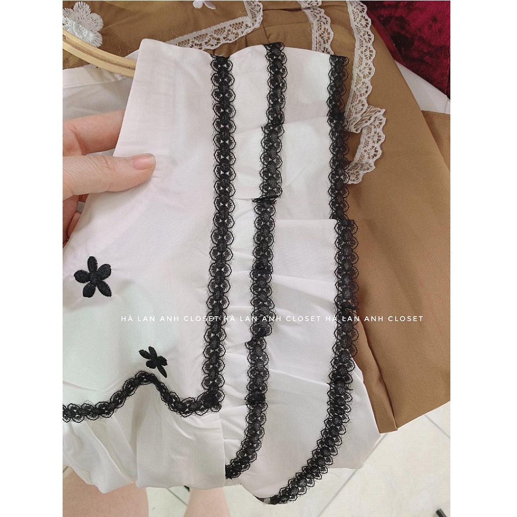 Áo bầu, tay cánh tiên, cổ thêu họa tiết hoa nhí dễ thương, chất thô lụa mềm mát, freesize dưới 68kg