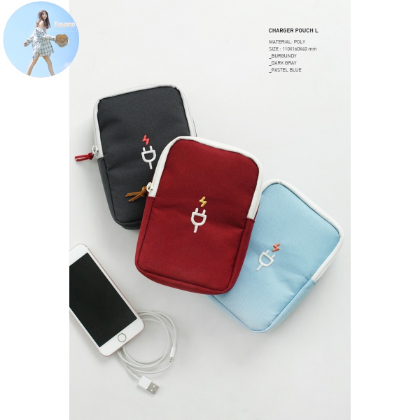 Túi Đựng Dây Cáp Sạc Tai Nghe 2 Ngăn Thời Trang Hàn Quốc | BigBuy360 - bigbuy360.vn