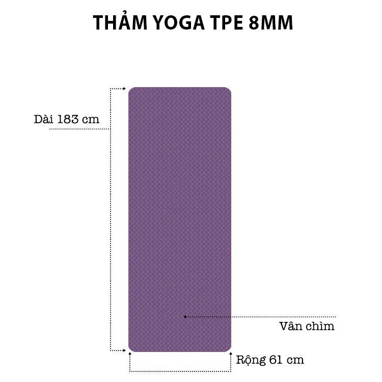 Thảm Yoga TPE 1 Lớp 8mm Cao Cấp - YOGA QG, Chất Liệu TPE Cao Cấp, Chống Trơn Trượt, Không Mùi, Không Gây Kích Ứng