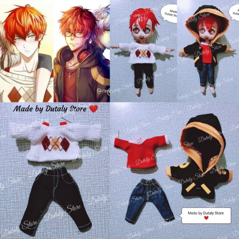 Ob11 - set 18 trang phục cosplay 707 và Saeran game Mystic Messenger cho búp bê obitsu11, nendoll, ddf, UFdoll, ymy