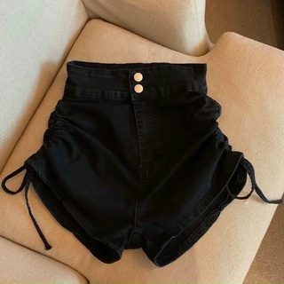 Quần đùi nữ chất vải Kaki rút dây 2 bên hông lưng cạp cao cá tính