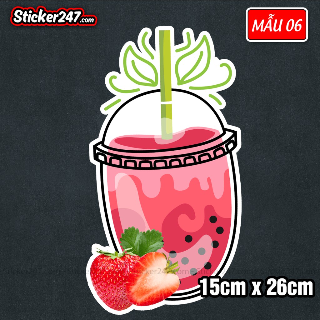 Sticker hình dán trà sữa trân châu, sinh tố, nước ép 𝑭𝒓𝒆𝒆𝒔𝒉𝒊𝒑 trang trí quán cà phê, trà sữa, quán ăn, dán tường, quầy