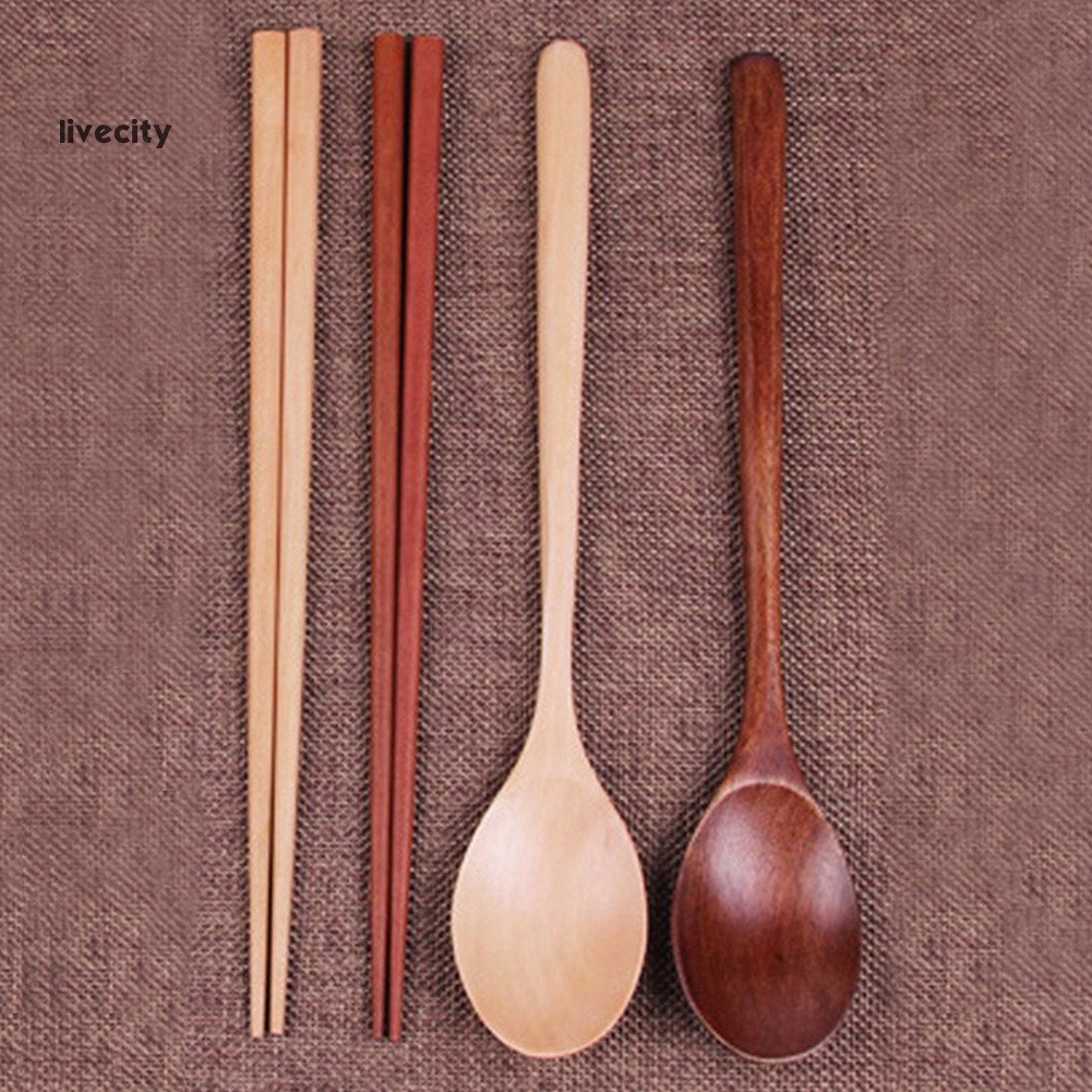 Set dụng cụ ăn uống làm bằng gỗ có thể tái sử dụng