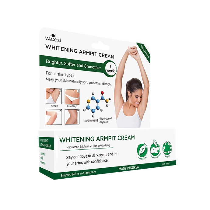 [HÀNG CHÍNH HÃNG] Kem Làm Sáng Vùng Da Dưới Cánh Tay Vacosi Vacosi Whitening Armpit Cream 30ml VMP02