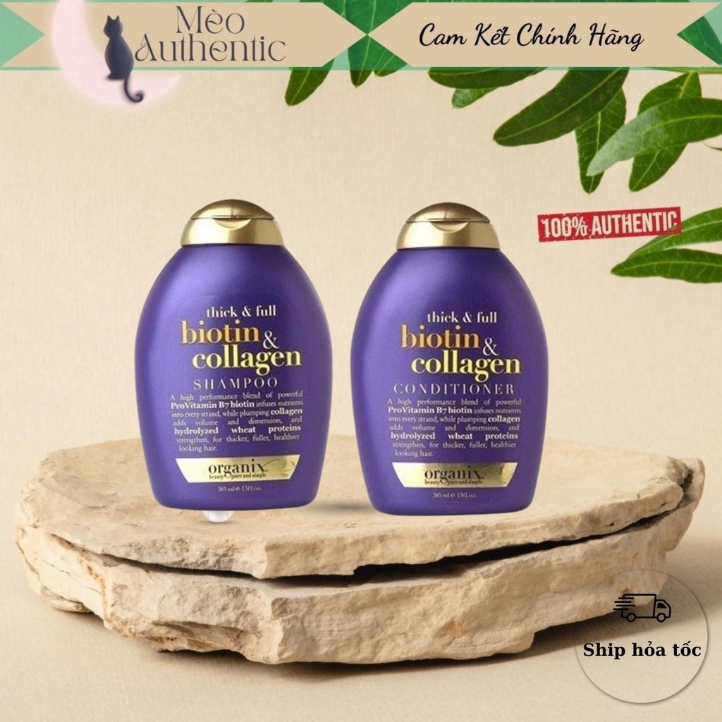 Cặp dầu gội xả OGX Biotin Collagen Shampoo & Conditioner mẫu mới NOW