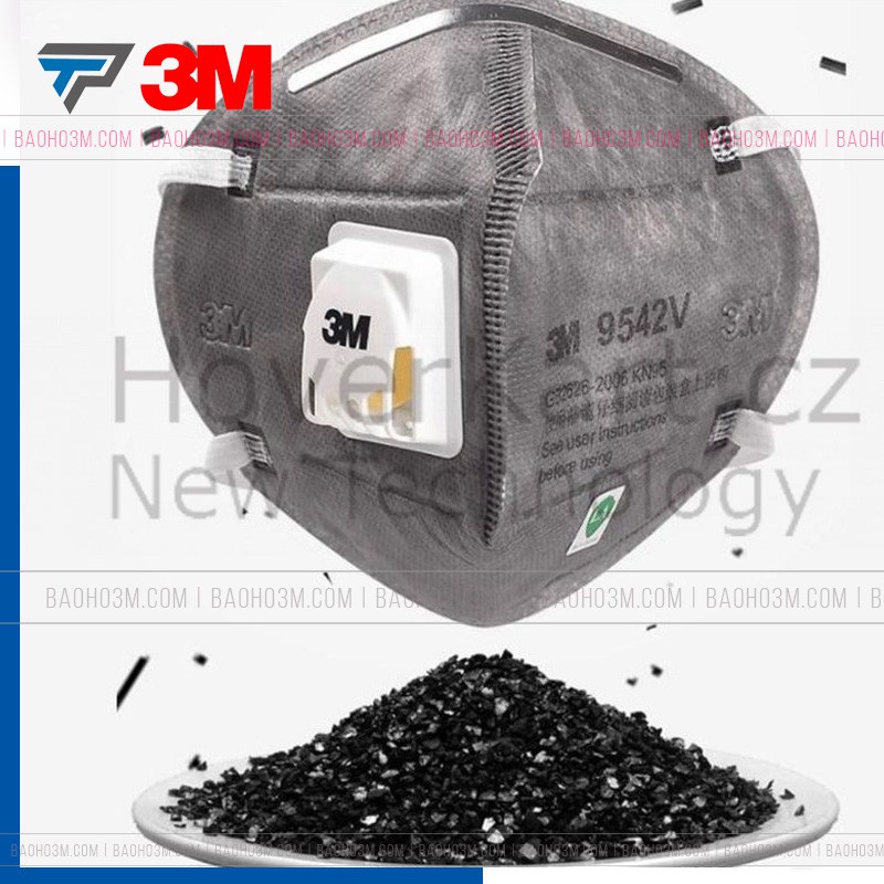 3M 9542V - Khẩu trang N95 lọc bụi siêu mịn bảo vệ hô hấp, chống mùi và chống hóa chất AS/ANZS P2