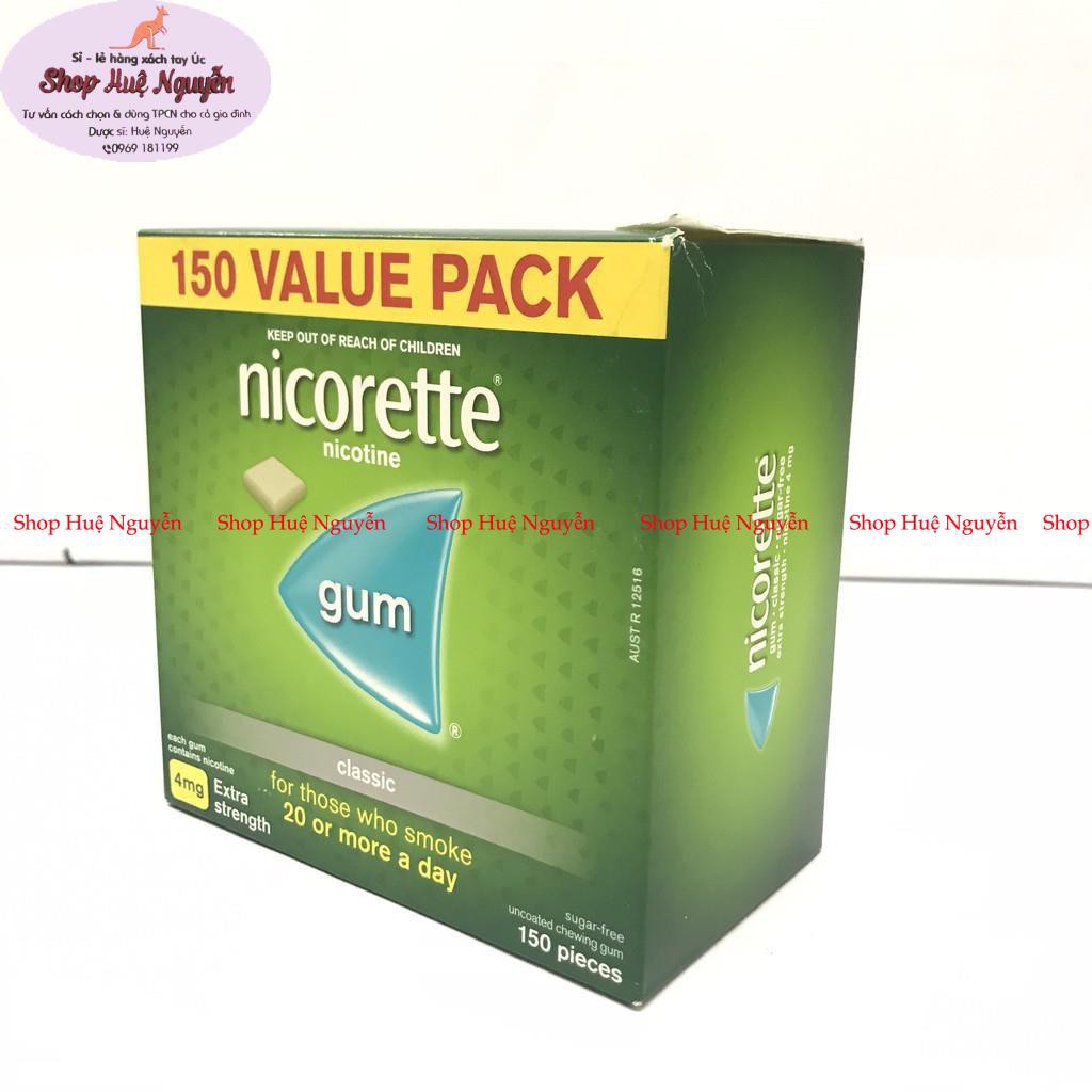 Kẹo cao su cai thuốc lá Nicorette Gum Icy mint 150 viên