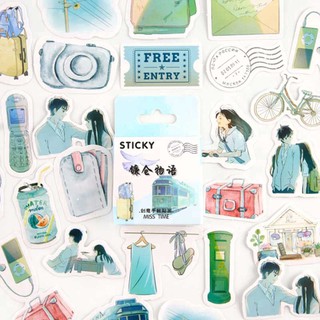 Set sticker MÀU XANH KÍ ỨC VINTAGE 40-46 chiếc trang trí siêu xinh