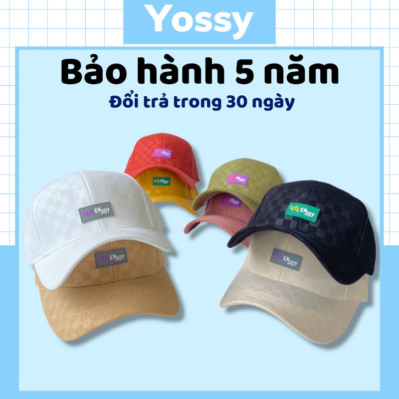 Mũ lưỡi trai Yossy Let's Enjoy Phong Cách Hàn Quốc ❤ Nón Kết caro nam nữ Unisex