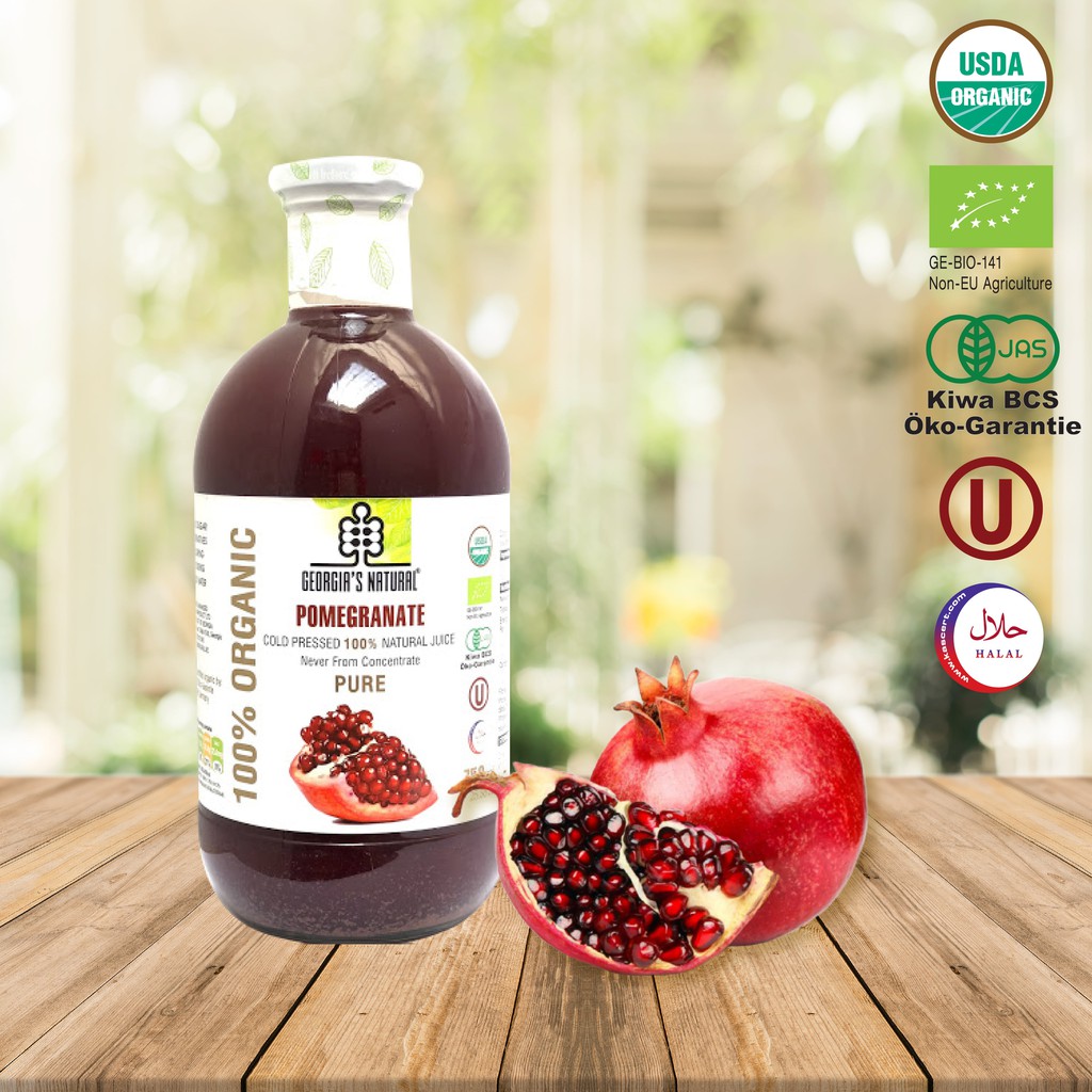 Nước Ép 100% Hữu Cơ Lựu Tự Nhiên Tăng Cường Vitamin C Pomegranate Juice - Georgia's Natural - 300ml