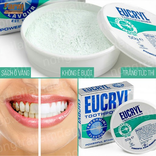 Bột trắng răng số 1 tại Anh EUCRYL Toothpowder trắng răng, thơm miệng, cải thiện răng ê buốt 50g Mr.BB
