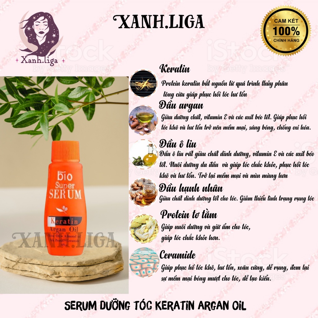 Serum dưỡng tóc keratin argan oil Thái Lan,chăm sóc phục hồi tóc green bio super 45ml