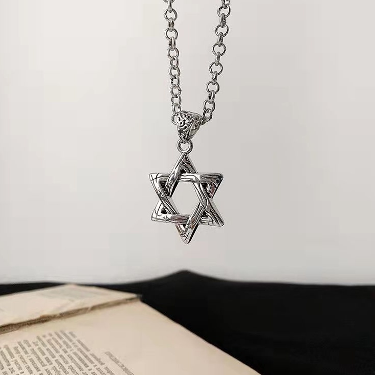 Vòng cổ Kim Loại Mặt Ngôi Sao Sáu Cánh Thời Trang Cho Nam