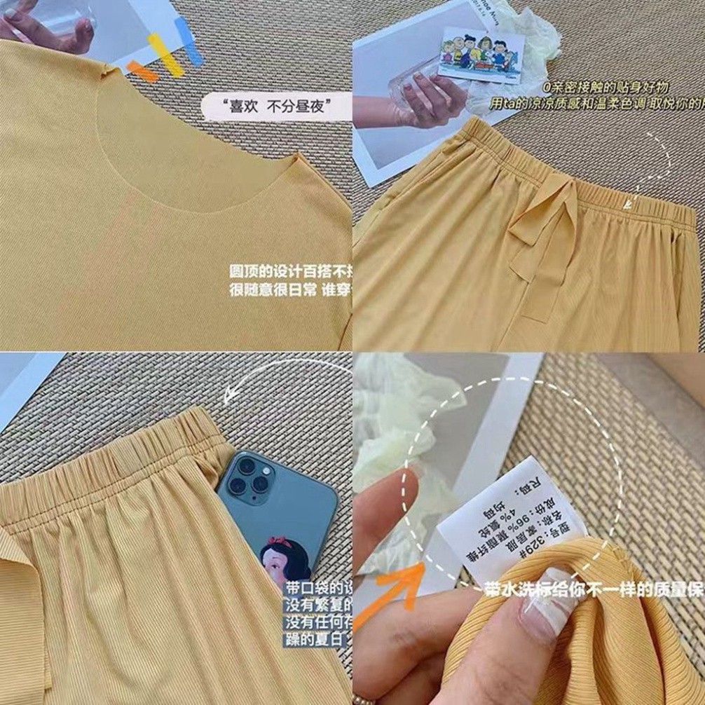 Bộ ngủ nữ ❤️Mua 1 tặng 1❤️ Bộ mặc nhà mát mẻ chất lụa mát mịn mùa hè cao cấp đẹp Quảng Châu - Đồ ngủ đẹp