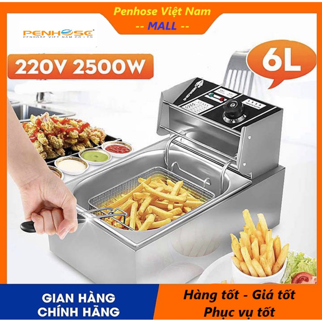 Bếp chiên nhúng điện công nghiệp chính hãng - Công suất 2500W - dung tích 6 lít (bảo hành 12 tháng)