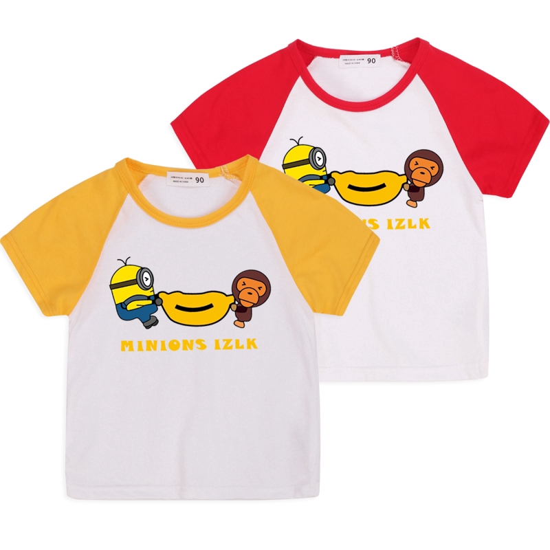 Áo Thun Tay Ngắn 100% Cotton Hình Minion Cho Bé (6 Màu)