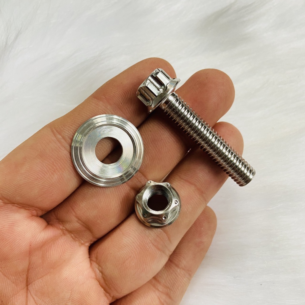 ( 8ly40 ) Ốc treo pô kèm lông đền và tán SALAYA INOX 304 sử dụng cho EX150, WINNER, SONIC, FU LED, S110