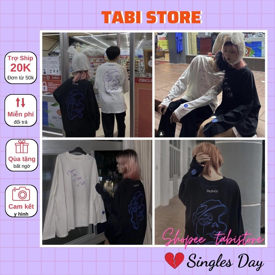 Áo sweater dài tay ống rộng unisex dáng thụng dưới 80kg chất thun tabistore - Áo sweater dài tay Sadboiz Sad Story