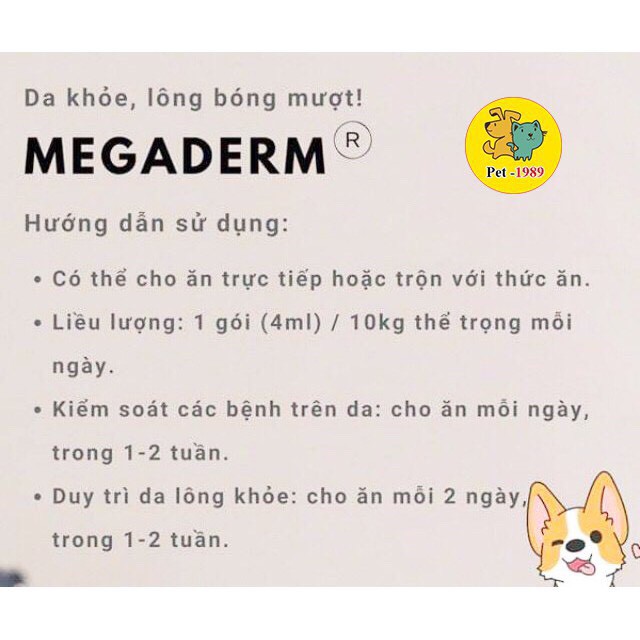 Gói Gel Dinh Dưỡng Virbac Megaderm 4ml Giúp Mượt Lông, Da Và Giảm Ngứa Chó Mèo