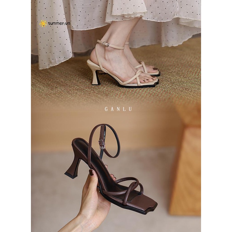 Giày Cao Gót Da Mềm Gót Vuông Thời Trang Mùa Hè Dành Cho Nữ 2022