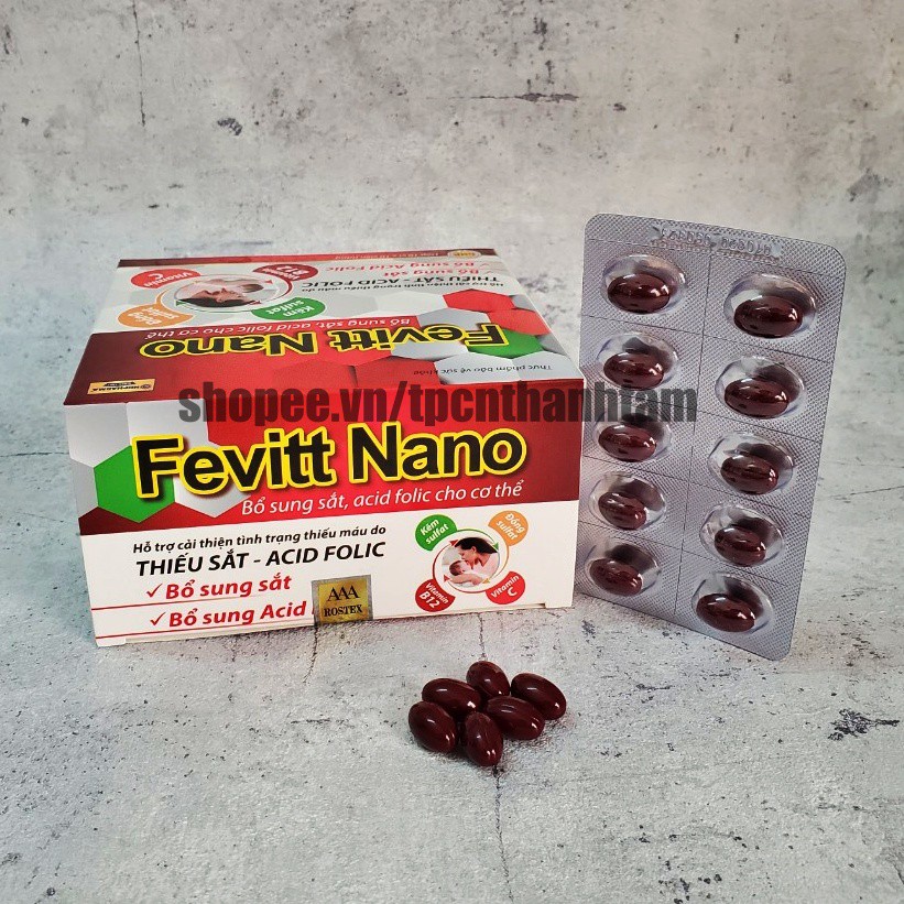 Viên uống bổ sung sắt FEVITT NANO bổ máu, cải thiện tình trạng thiếu máu - Hộp 100 viên